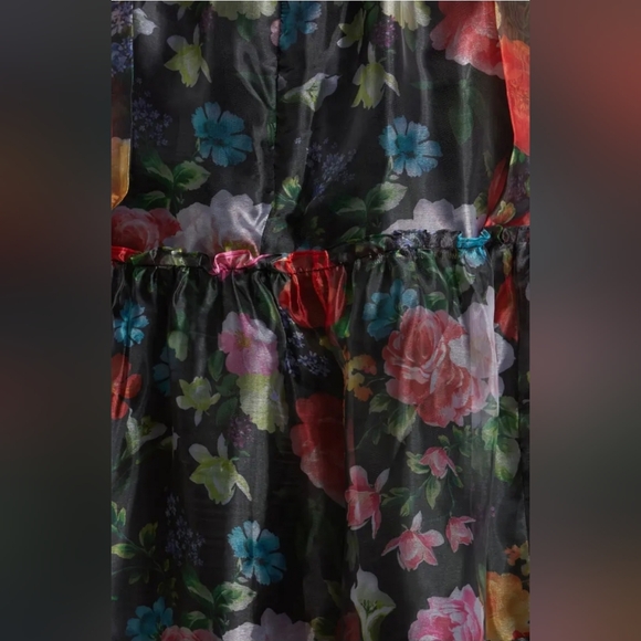 NWT Sz 3x Chelsea28 Black Floral Bow Shoulder Maxi Dress - Picture 7 of 12